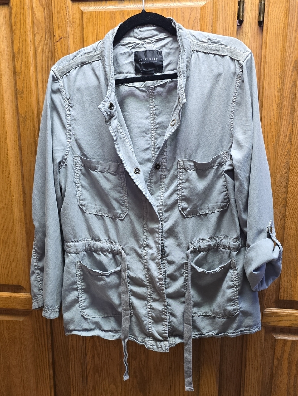 Sanctuary Social Standard Shirt Jacket Women’s XL Green Safari Lightweight
